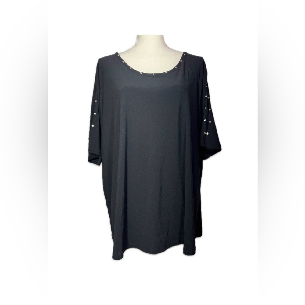 89th & Madison NWT Black Blouse with Stud Accents Women’s size 3X Cold Shoulder